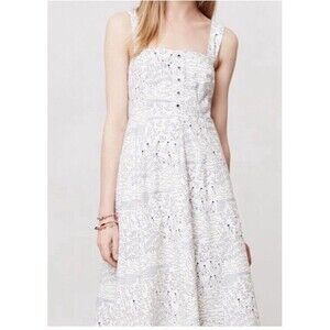 Pesqueira Dress Woman 6 Multi Sails Riviera Nautical Smocked Midi Anthropologie